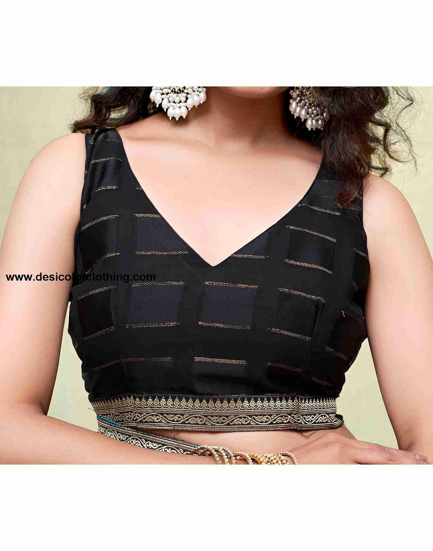 Blue Georgette Plain Saree