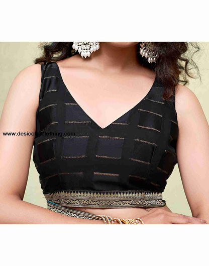 Blue Georgette Plain Saree