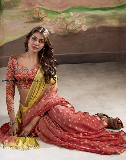Red Banarasi Georgette Woven Saree