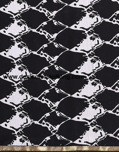 Black Printed Chiffon Saree