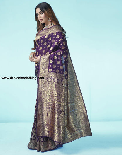 Purple Jacquard Silk Saree