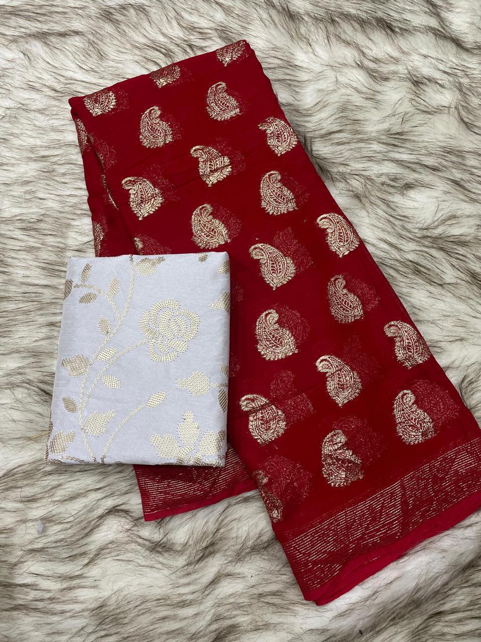 Product Image - Elegant Viscose Georgette Saree with Heavy Sequence Blouse - Festive Wear