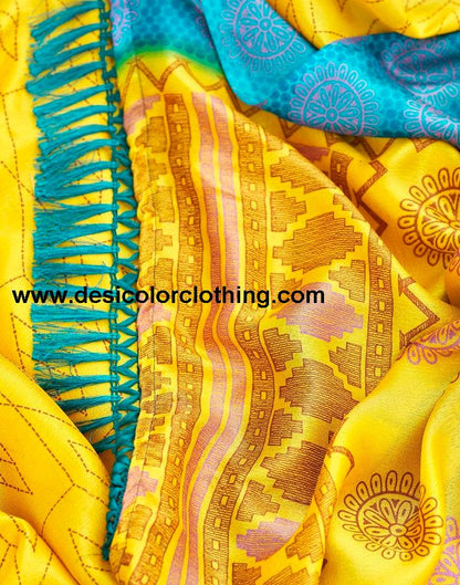 Yellow Cotton Printed Sarees