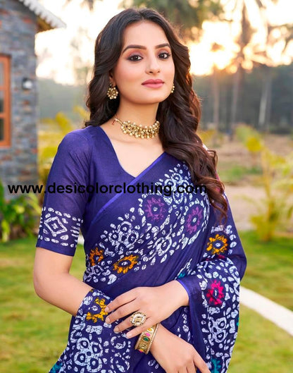 Violet Cotton Printed Ready To Wear