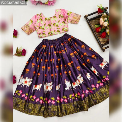 Product Image - Designer Kids Festive Wear - Printed Georgette Lehenga Choli