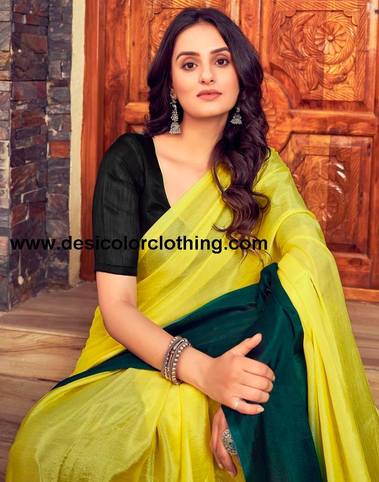 Yellow Chiffon Plain Ready To Wear