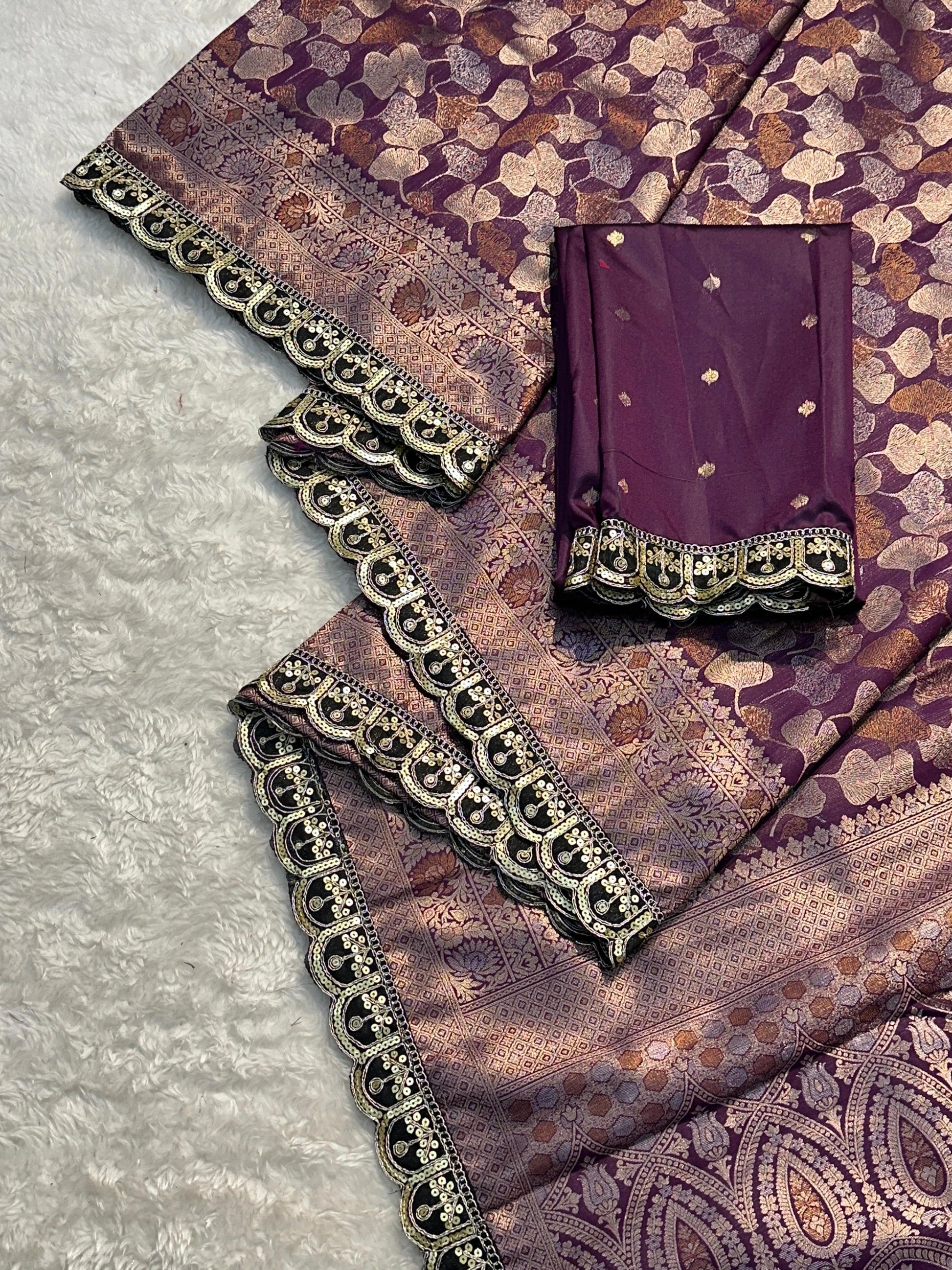 Product Image - Elegant Pure Soft Silk Saree with Embroidery