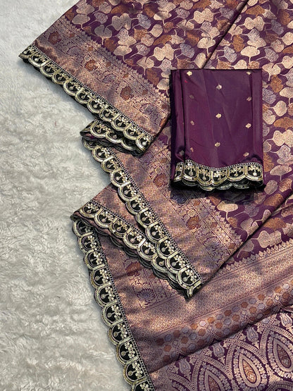 Product Image - Elegant Pure Soft Silk Saree with Embroidery