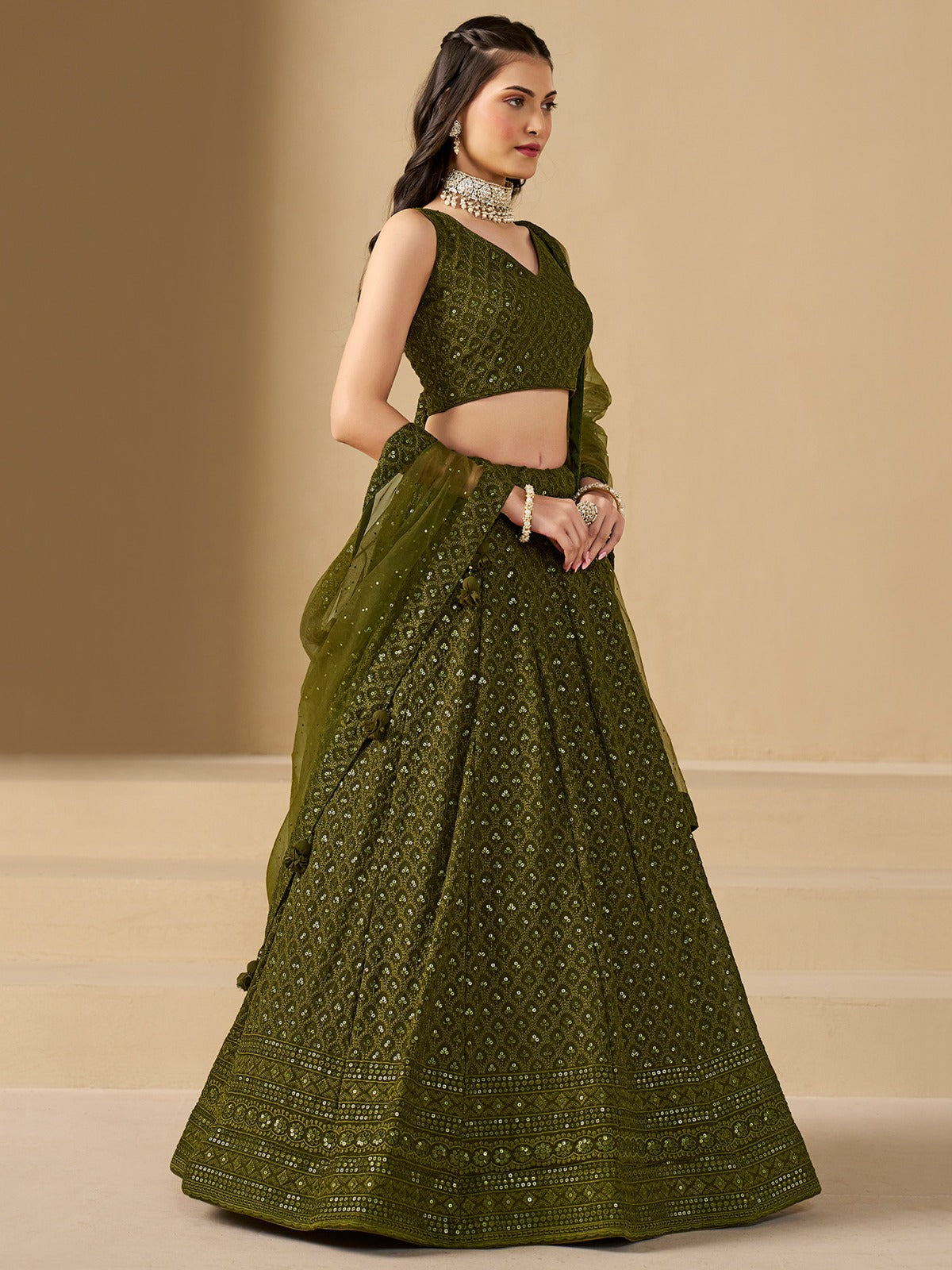 Product Image - Bridesmaid Lehenga Choli - 5124-Mehndi