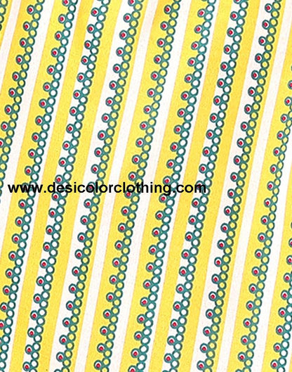 Yellow Printed Cotton Unstitched Salwar Suit Material