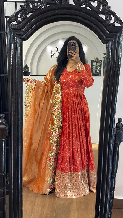 Product Image - Exclusive Designer Embroidered Gown With Dupatta