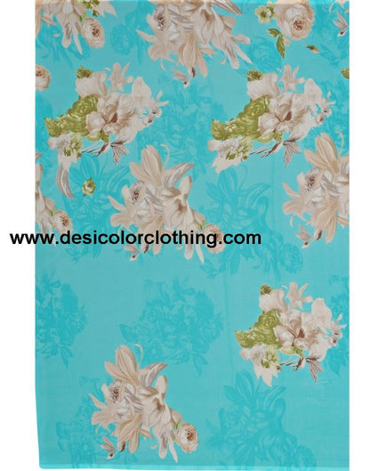 Aqua Blue Printed Saree