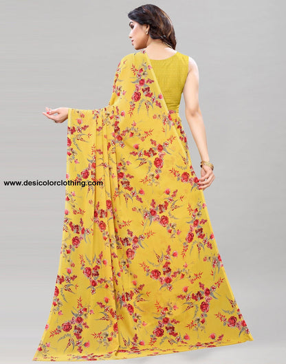 Yellow Printed Saree | 1850S173