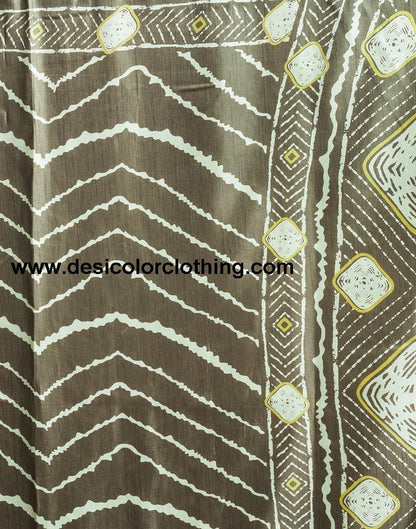 Deep Khaki Silk Printed Saree