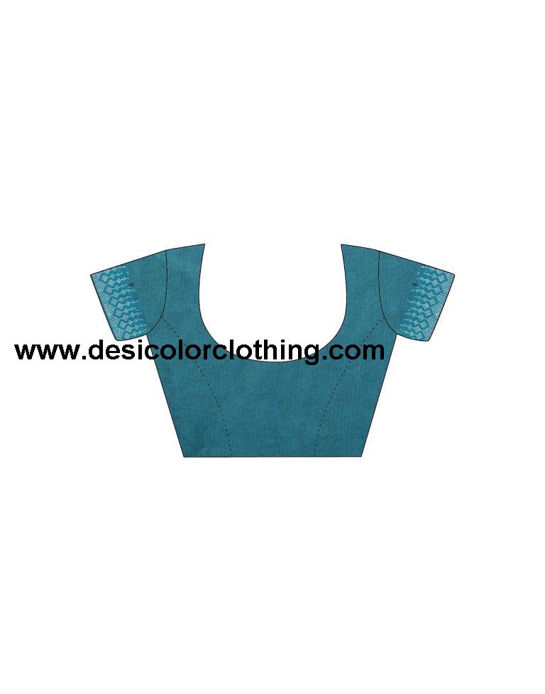 Teal Blue Plain Georgette Saree