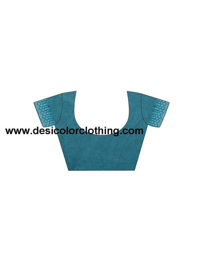 Teal Blue Plain Georgette Saree