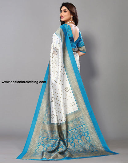 White Silk Bandhani Saree