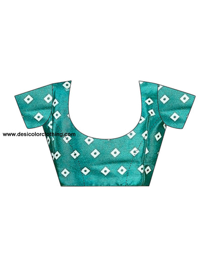 Rama Green Printed Chiffon Saree