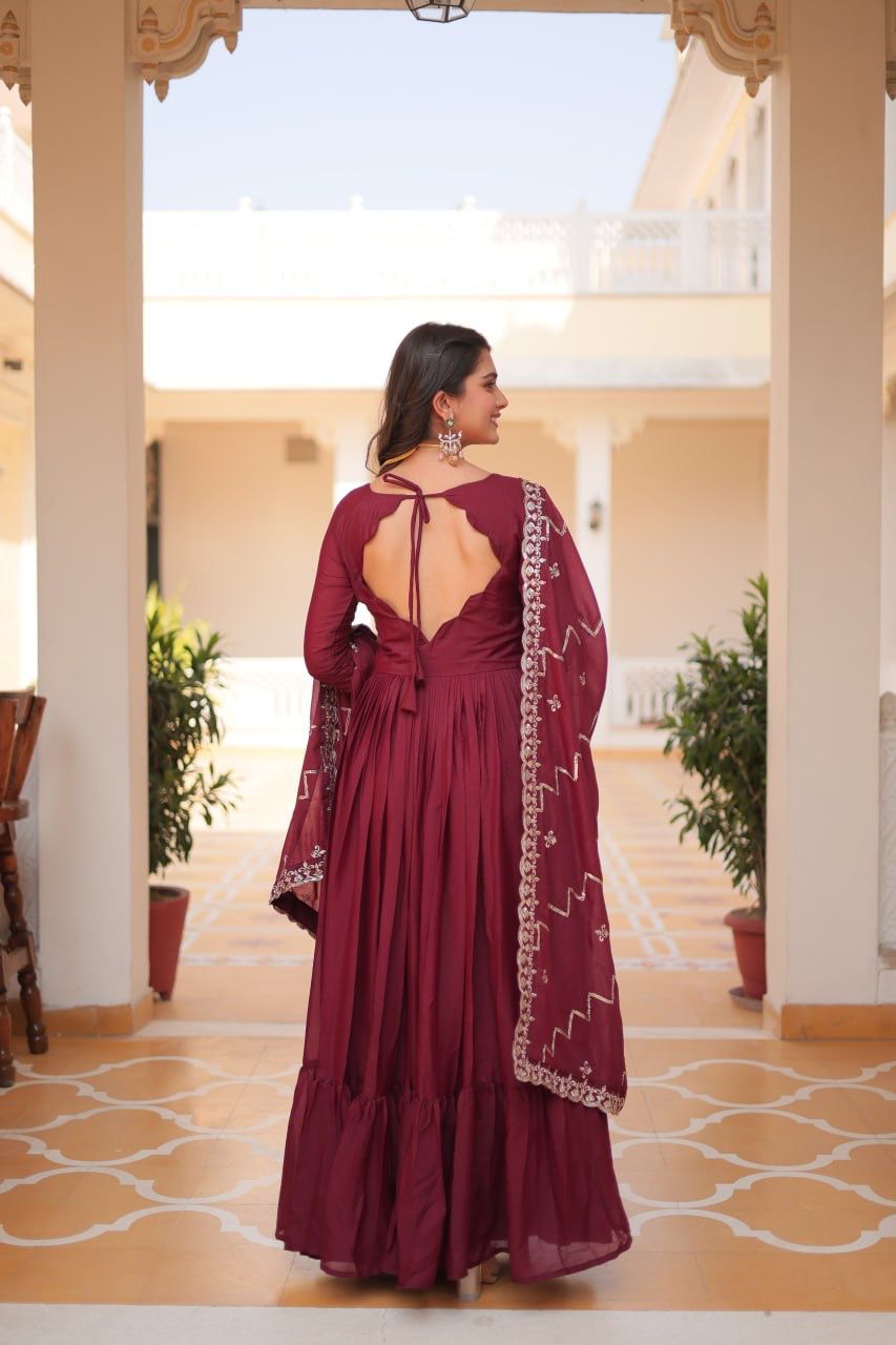 Product Image - Designer Georgette Festive Gown with Dupatta