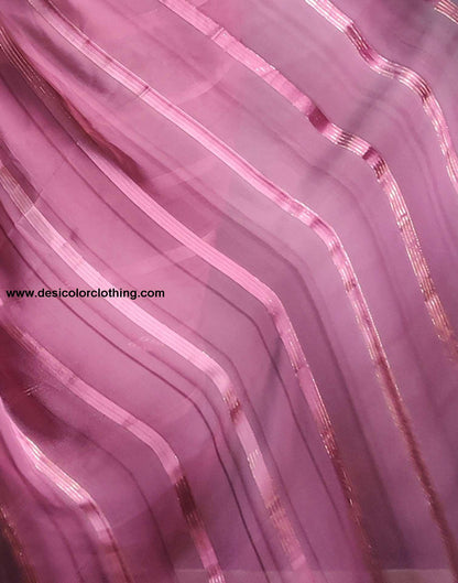 Purple Weaving Georgette Pre-draped Saree