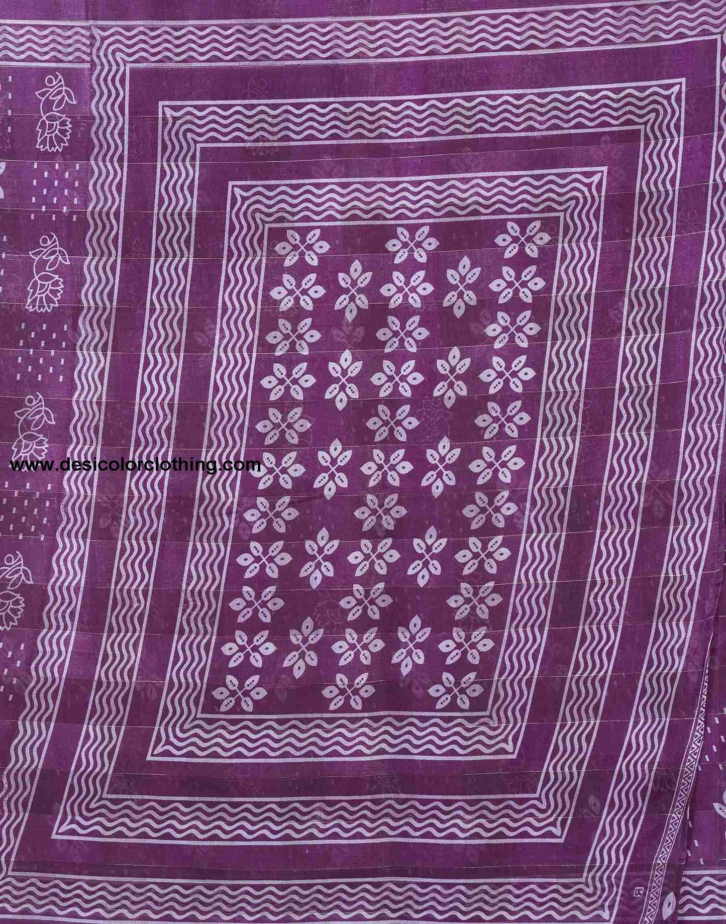 Purple Cotton Printed Saree