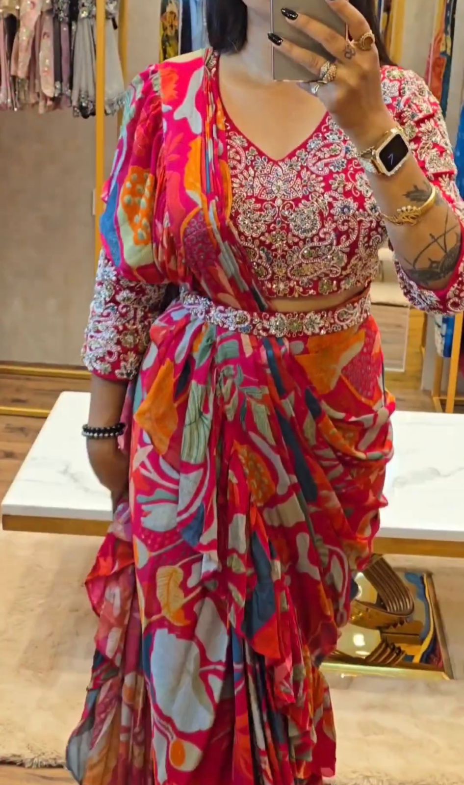 Product Image - Designer Embroidered Georgette Saree with Banglori Blouse - Festive & Wedding Wear