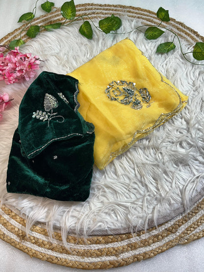Product Image - Designer Georgette Wedding Saree with Exclusive Handwork
