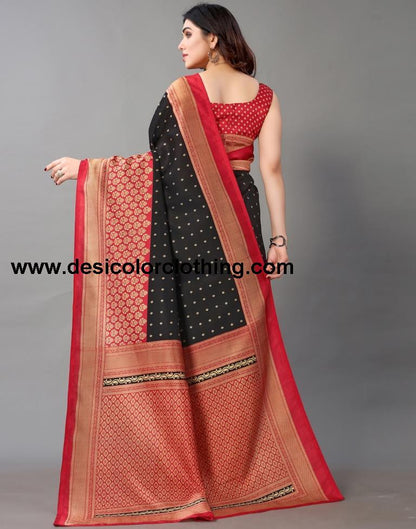 Black And Beige Silk Saree