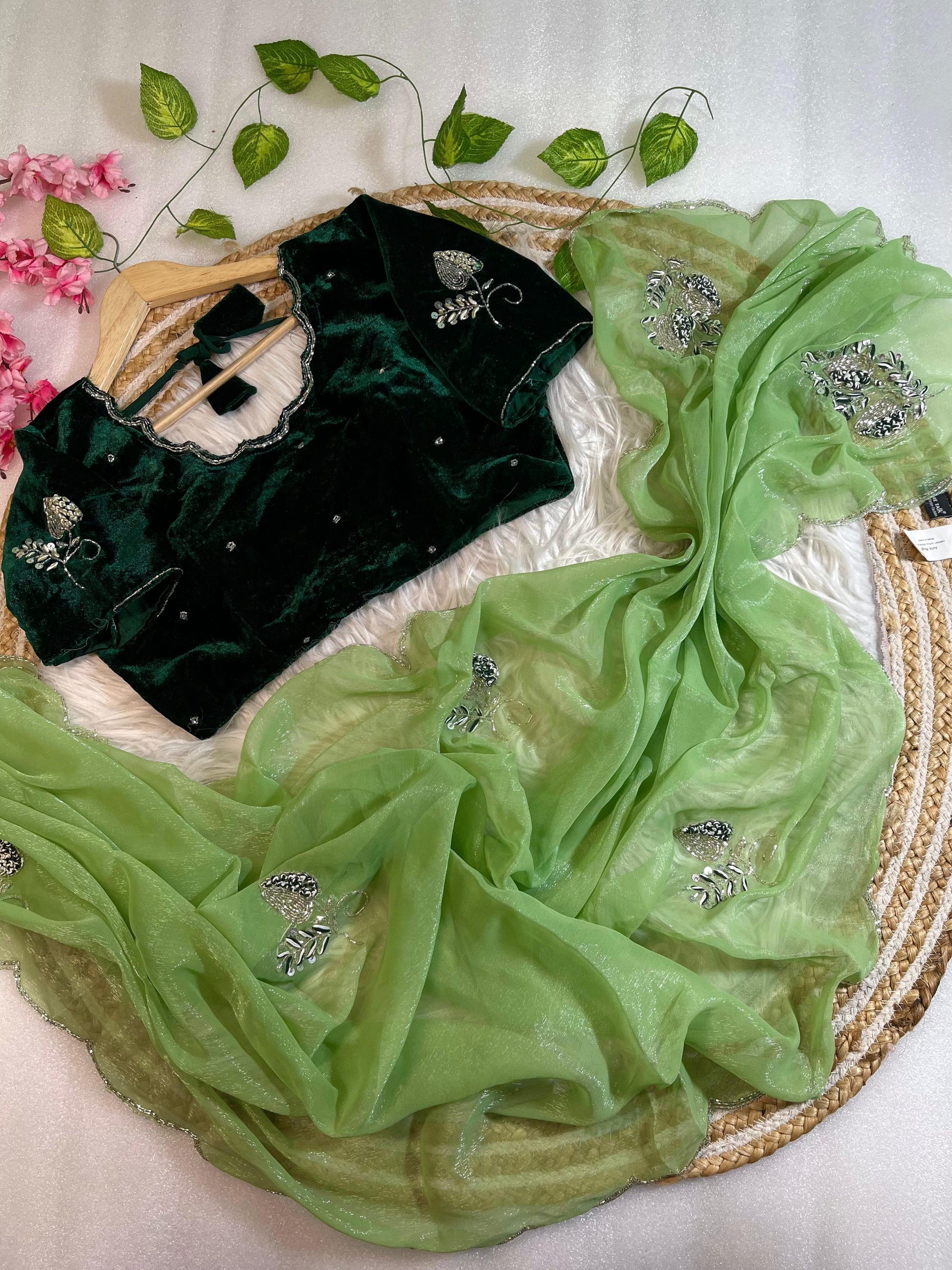 Product Image - Designer Georgette Wedding Saree with Exclusive Handwork