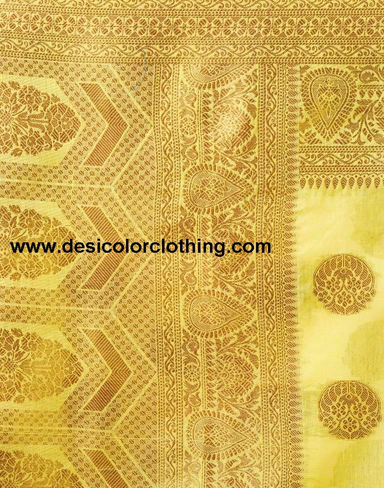 Yellow Silk Plain Saree
