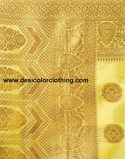 Yellow Silk Plain Saree