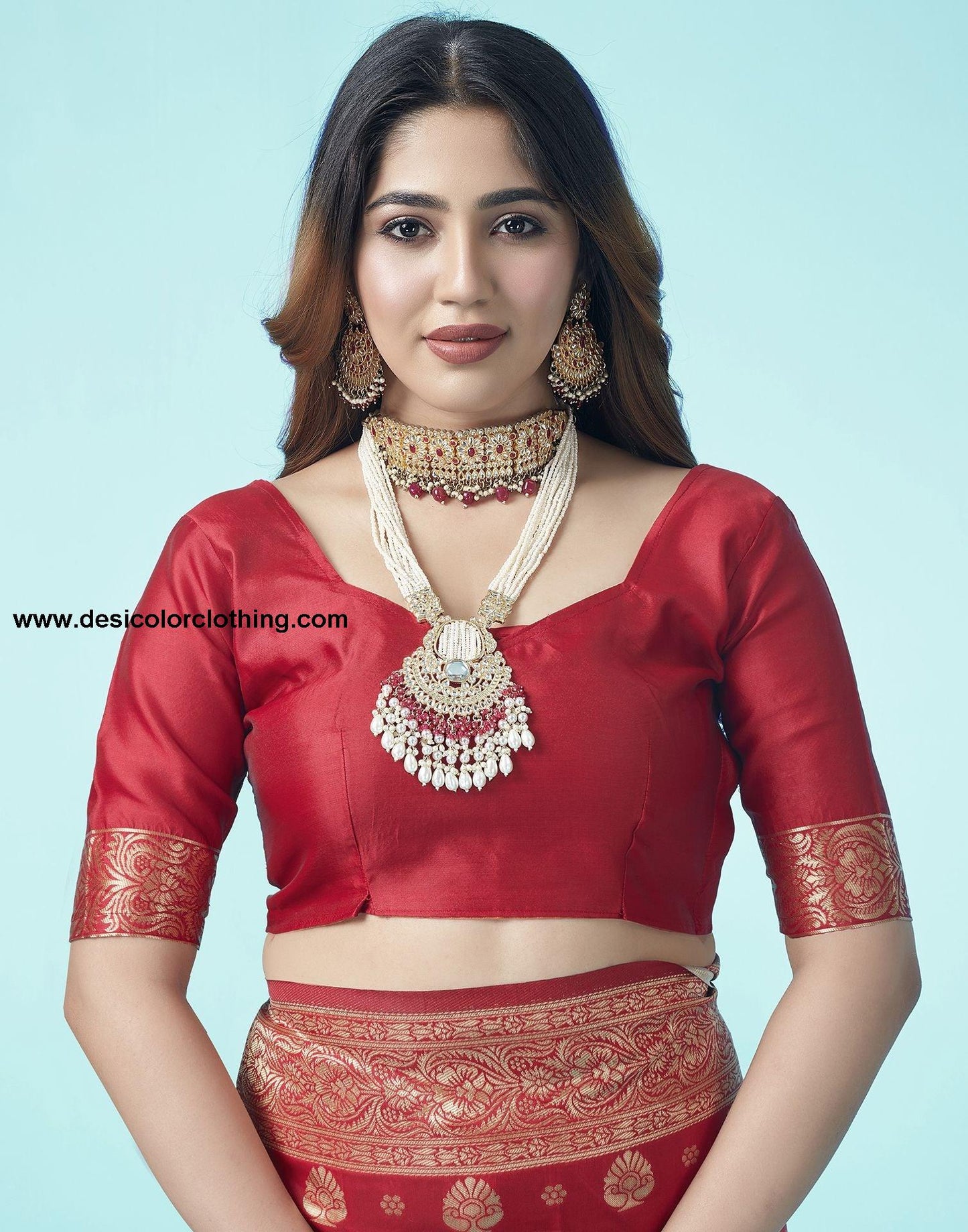 Red Jacquard Silk Saree
