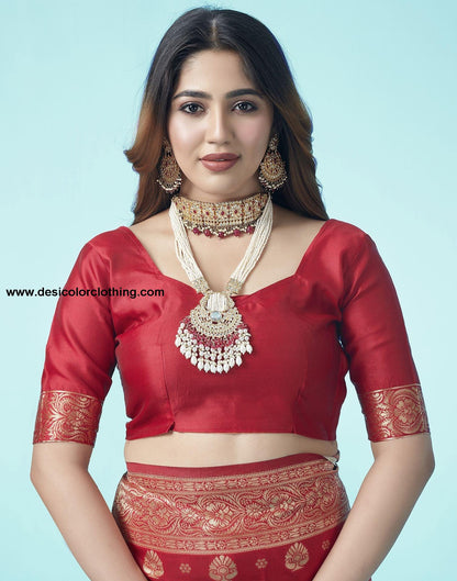 Red Jacquard Silk Saree