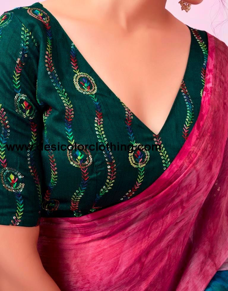 Blue Chiffon Printed Ready to Wear Saree
