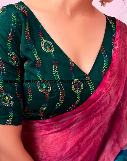 Blue Chiffon Printed Ready to Wear Saree