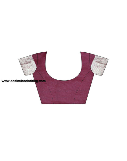 Wine Plain Organza Saree