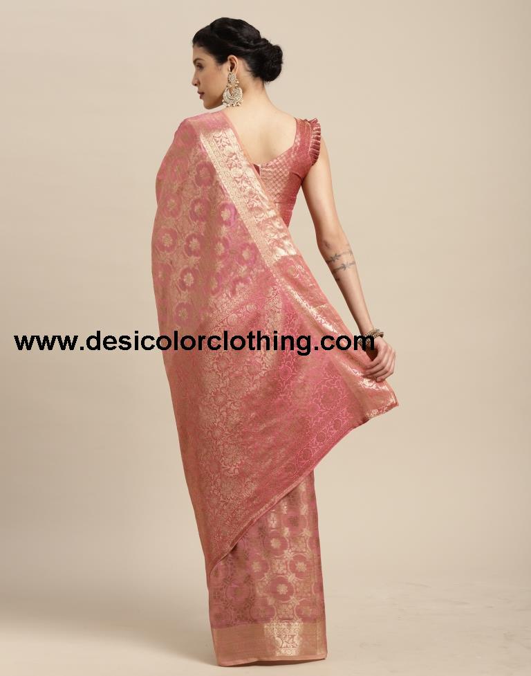 Baby Pink Cotton Silk Saree