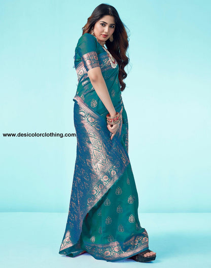 Rama Green Jacquard Silk Saree