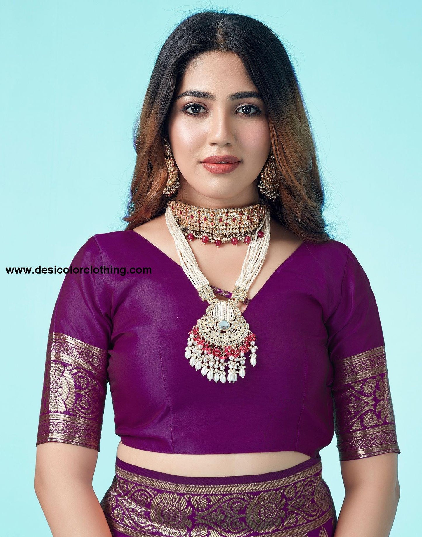 Dark Purple Jacquard Silk Saree