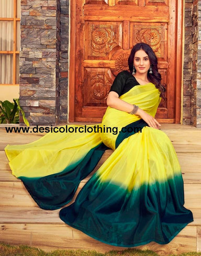 Yellow Chiffon Plain Ready To Wear