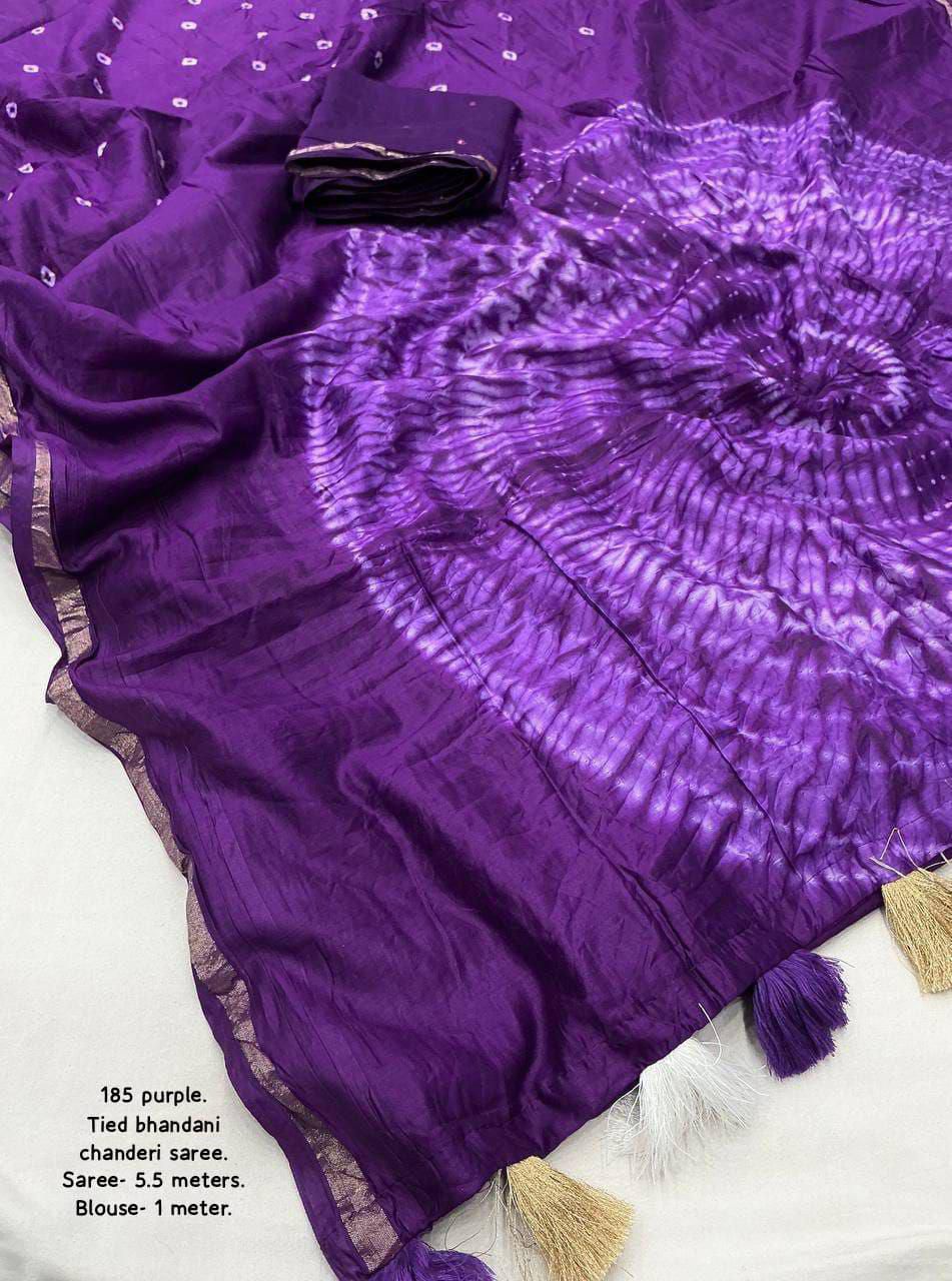 Product Image - Exquisite Pure Chanderi Hand Tie-Dye Bandhani Saree