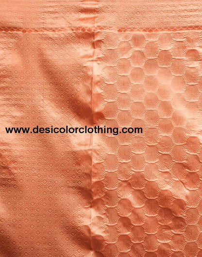 Dusty Orange Silk Plain Saree