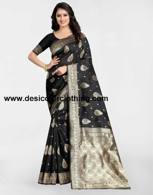 Black Jacquard Banarasi Silk Saree