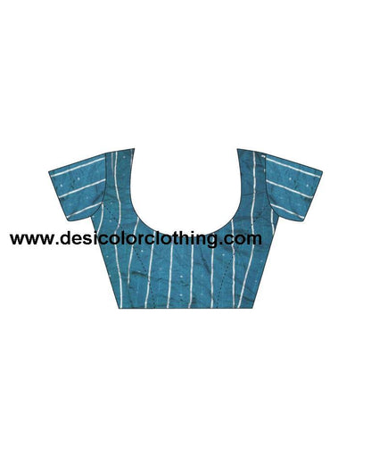 Teal Blue Georgette Plain Saree