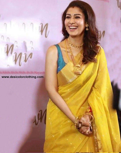Yellow Silk Weaving Saree