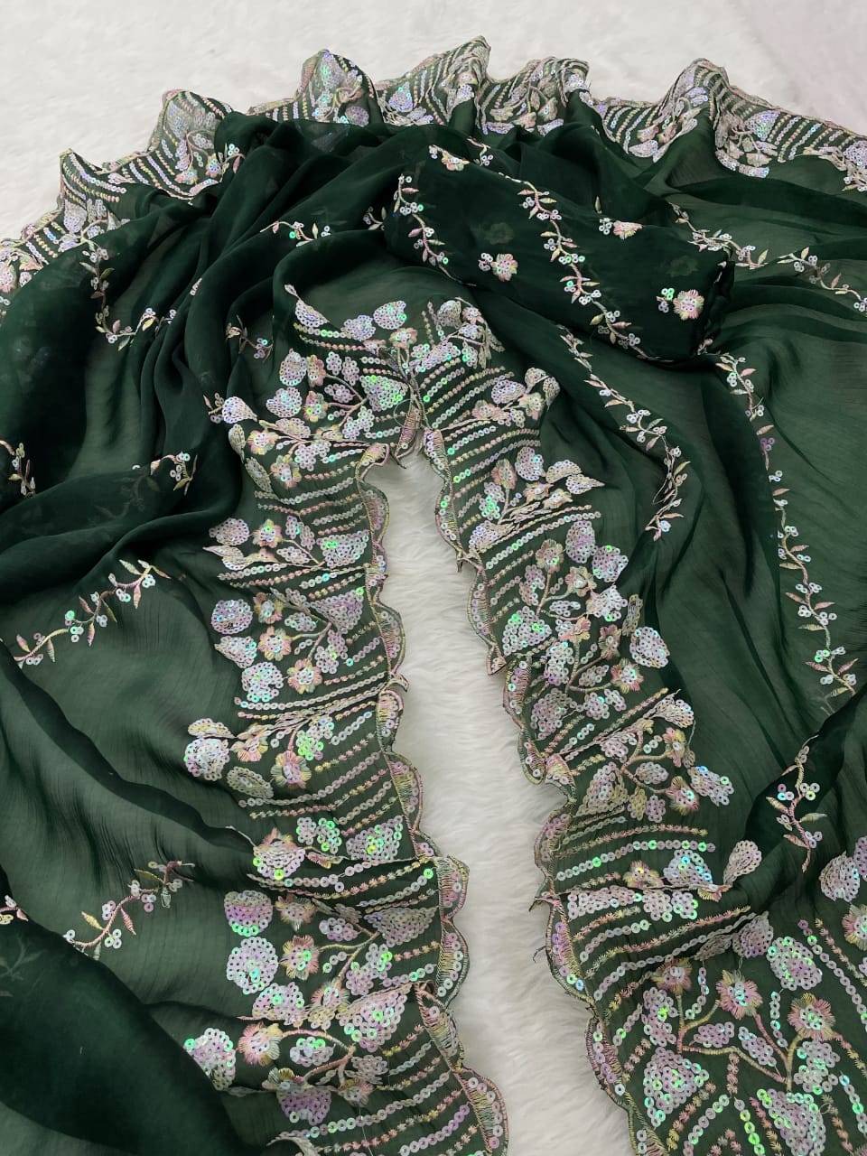 Product Image - Elegant Designer Saree with Georgette Fabric and Embroidery Work | Festive Wear