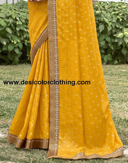 Yellow Silk Printed Saree