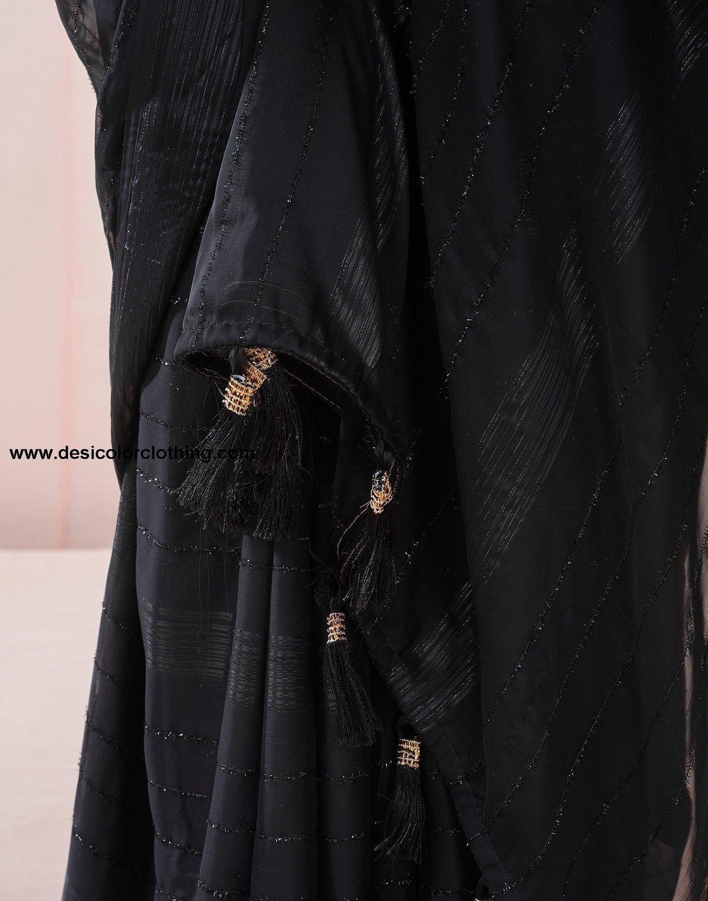 Black Georgette Plain Saree
