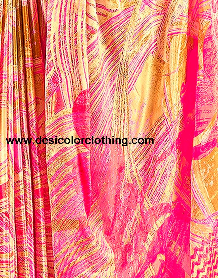 Pink Silk Printed Sarees