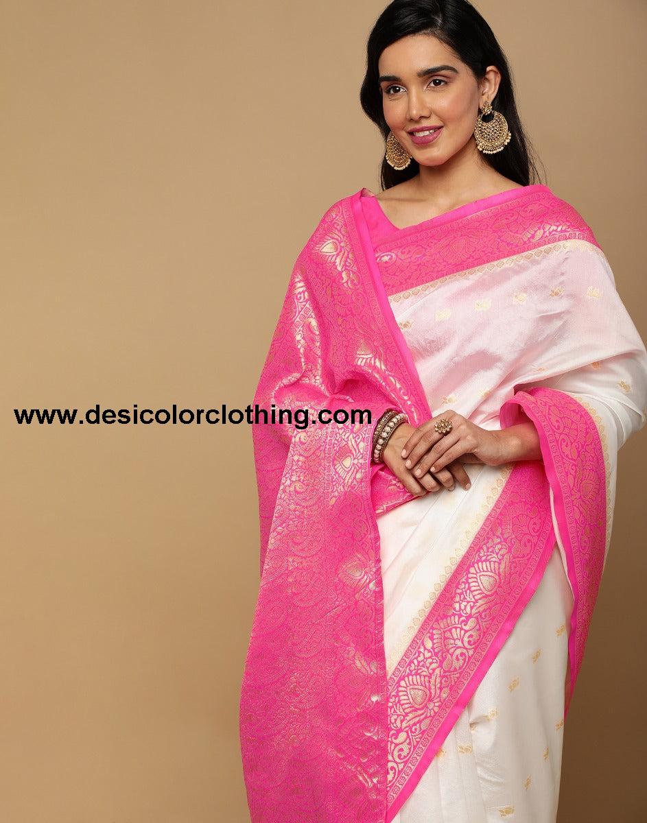 White Kanjivaram Silk Saree